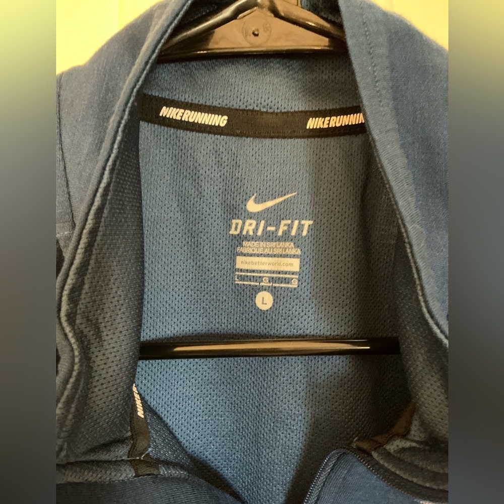 Nike Mens Running 1/4 Zip Shirt, Dri-Fit Wool Blend, Sz. Large. Blue